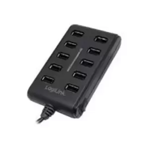 Image of LogiLink UA0125 10-Port USB 2.0 Hub - Black