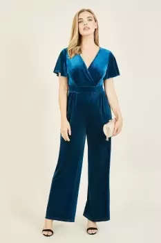 Image of Teal Velvet Jumpsuit