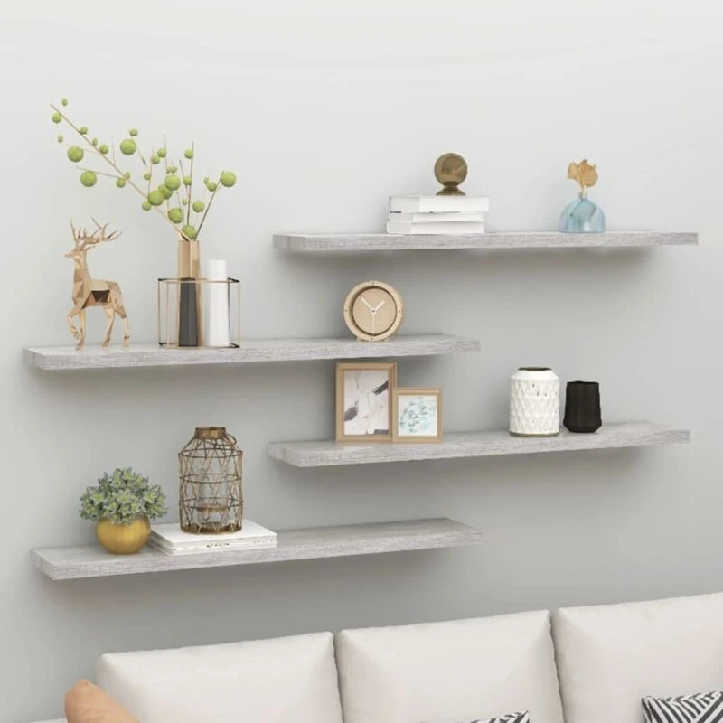 Image of VIDAXL Floating Wall Shelves 4 pcs Concrete Grey 120x23.5x3.8cm mdf Vidaxl 8720286417096