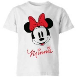 Image of Disney Minnie Face Kids T-Shirt - White - 3-4 Years