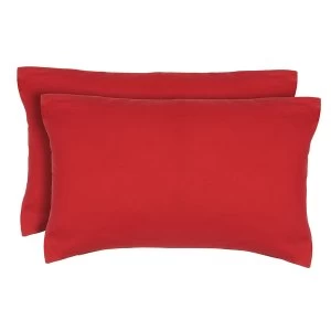 Image of Catherine Lansfield Pair of Non-Iron Housewife Pillowcases - Red