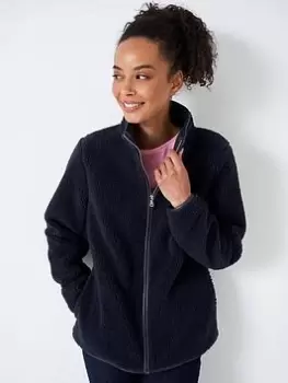 Image of Crew Clothing Sherpa Zip Through - Navy, Blue, Size 16, Women