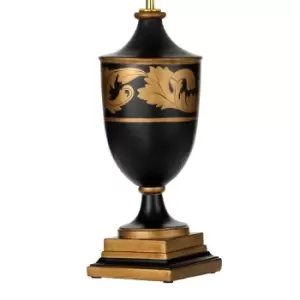 Image of Table Lamp Black & Gold Urn Type Base Gold Painted Leaves LED E27 60w Bulb