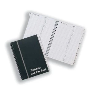 Image of Telephone and Fax Index Book A5 Wirebound Black