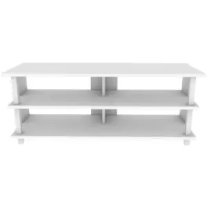Image of Decorotika - Pueblo 120 Cm Wide tv Stand, tv Console, tv Unit Storage With Open Shelves For Living Room, Bedroom, Hallway - White And White - White