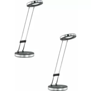 Image of 2 pack Table Lamp Colour Black & Chrome Modern Rocker Switch LED 3W Included