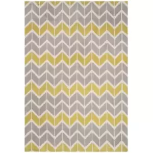 Image of Asiatic Carpets Arlo Machine Knitted Rug Chevron Lemon / Grey - 120 x 170cm