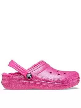 Image of Crocs Classic Glitter Lined Clog, Pink, Size 10 Younger