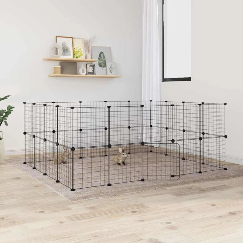 Image of VIDAXL 36-Panel Pet Cage with Door Black 35x35cm Steel vidaXL 8720287190721