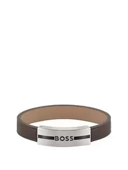 Image of Boss Gents Boss Luke Brown Leather Strap Bracelet