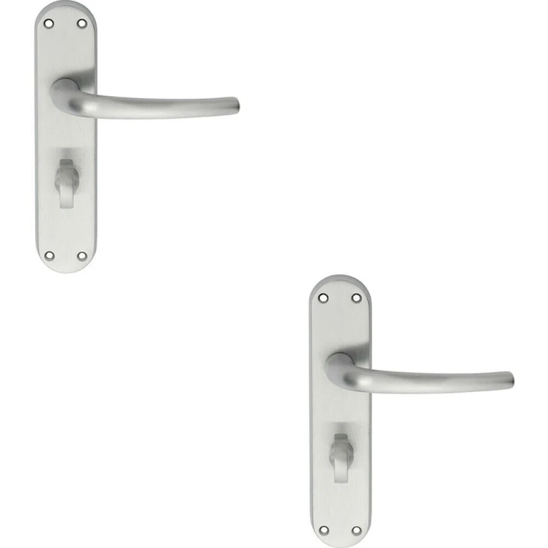 Image of Loops 2x PAIR Slim Round Bar Lever on Shaped Bathroom Backplate 185 x 40mm Chrome Multi