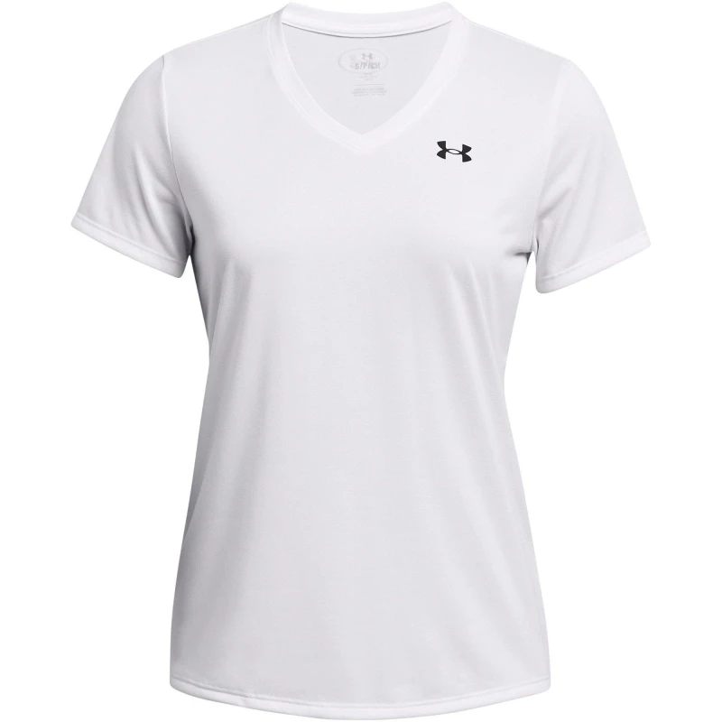 Image of Under Armour Armour Tech V-Neck Short Sleeve Womens - White White 8