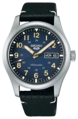 Image of Seiko 5 Sports Field Black Leather Strap SRPG39K1 Watch
