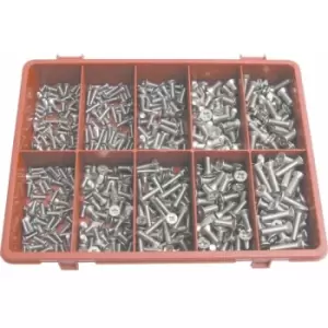 Image of Qualfast - Metric Pozi Countersunk m/c Screw Kit A2 AVG-500PC