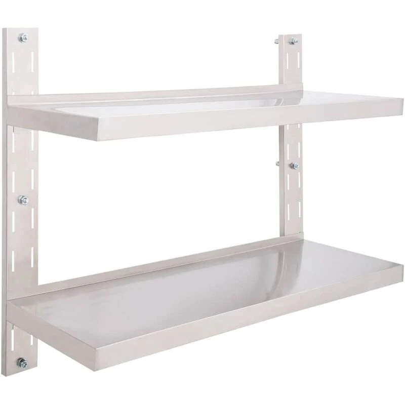 Image of vidaXL 2-Tier Floating Wall Shelf Stainless Steel 100cm Hanging Display Unit