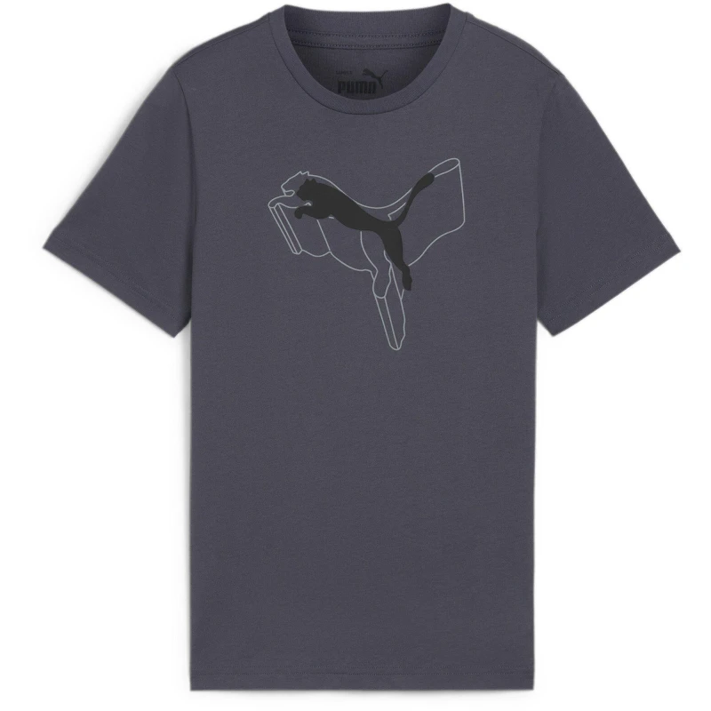 Image of Puma Ess+ Logo Lab Graphic Tee B T-Shirt Unisex Kids - Grey Grey 7 - 8 Years