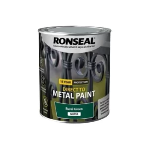 Image of Ronseal Direct to Metal Paint Rural Green Gloss 750ml