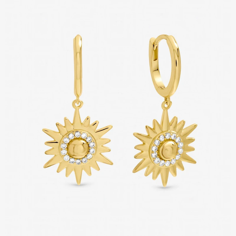 Image of Inicio Gold and Pave Star Huggie Earrings - Gift Pouch Huggie Earrings One Size Gold 41451110000