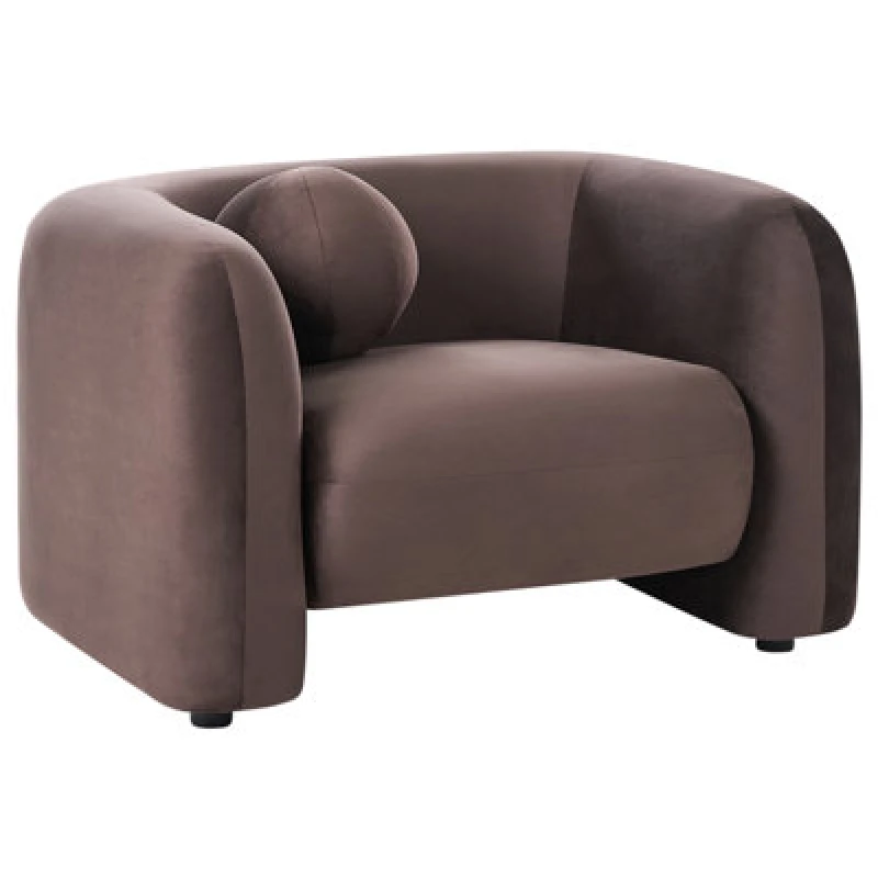 Image of Beliani Velvet Armchair Dark Brown Leiren