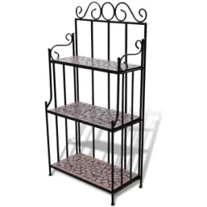 Image of Vidaxl - Plant Stand Plant Display Terracotta Colour Mosaic Pattern Black