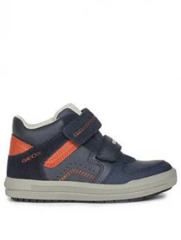 Image of Geox Boys Arzach Strap High Top Trainers - Navy/Red