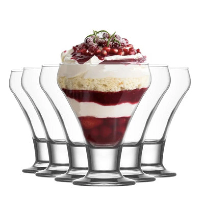Image of LAV Frosty Glass Ice Cream Bowls 9cm Pack of 6 Clear unisex