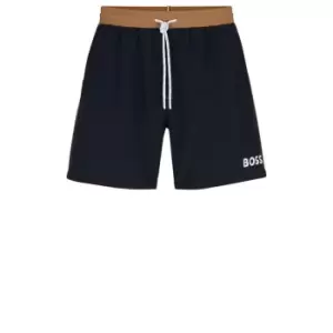 Image of Boss Contrast Logo Swim Shorts - Black