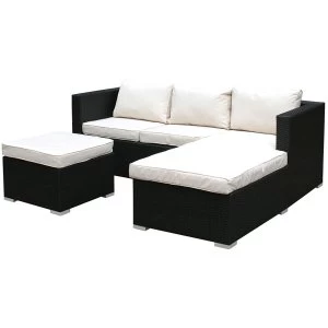 Image of Charles Bentley L-shaped Rattan Corner Sofa Set and Cream