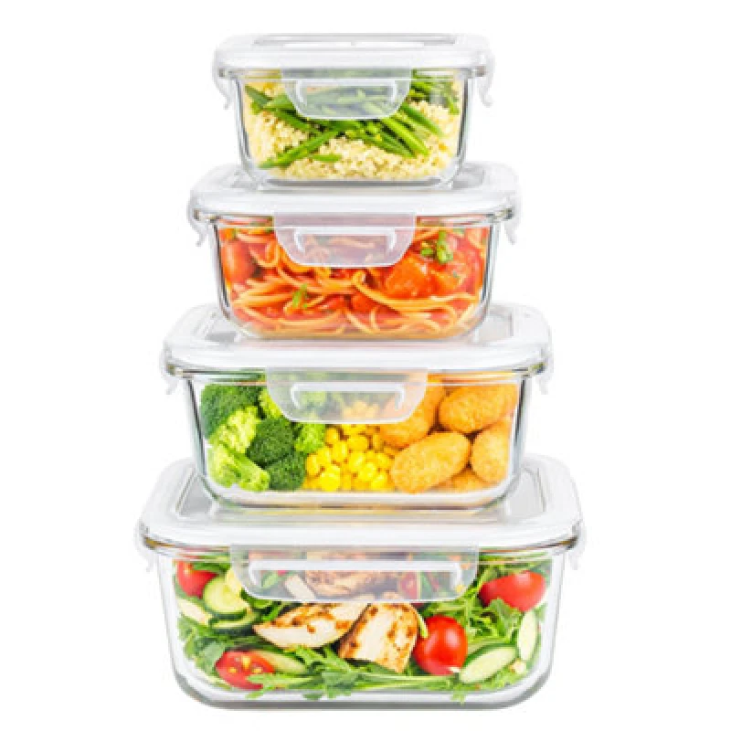 Image of Innoteck Essentials Kitcken 4Pc Glass Storage Set With Snap Lock Lid - Square