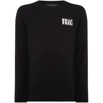 Image of Label Lab Long Sleeve Aries Slogan T-Shirt - Black
