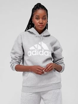 Image of adidas Big Logo Oversized Hoodie - Medium Grey Heather, Size S, Women