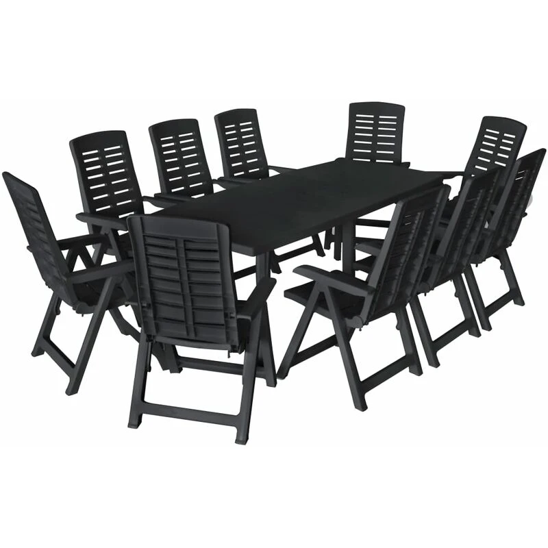 Image of vidaXL 11 Piece Outdoor Dining Set Plastic Anthracite