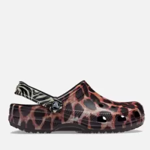 Image of Crocs Classic Animal Remix Clog, Black/Multi Animal, size: 7, Unisex, Slides & Sandals, 207840-0ZR