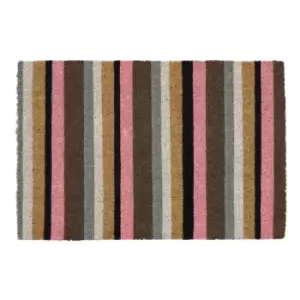 Image of JVL Grey Stripe, Latex Coir Mat, 40x60cm - Multi
