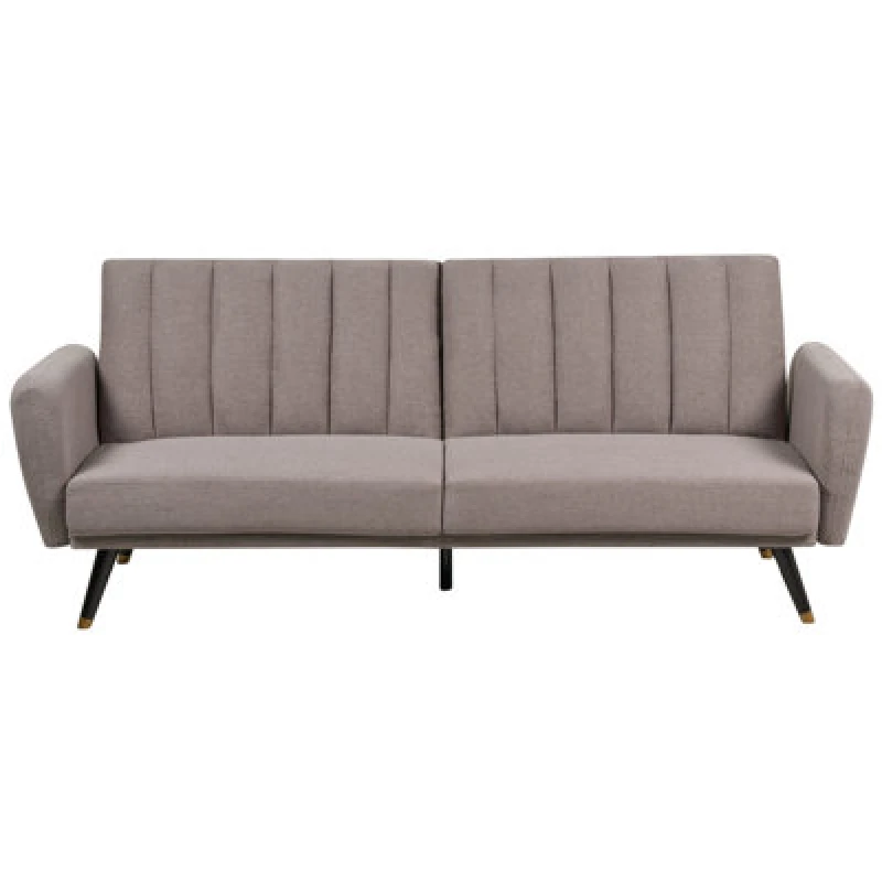 Image of Beliani Sofa Bed 3 Seater Vimmerby Fabric Light Brown