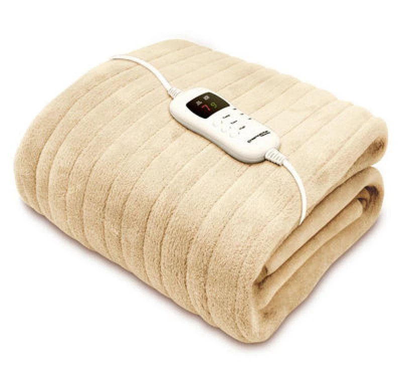 Image of Dreamcatcher Deluxe Electric Throw Heated Double Over Blanket Soft Fleece Variable Heat & Timer Settings Cream