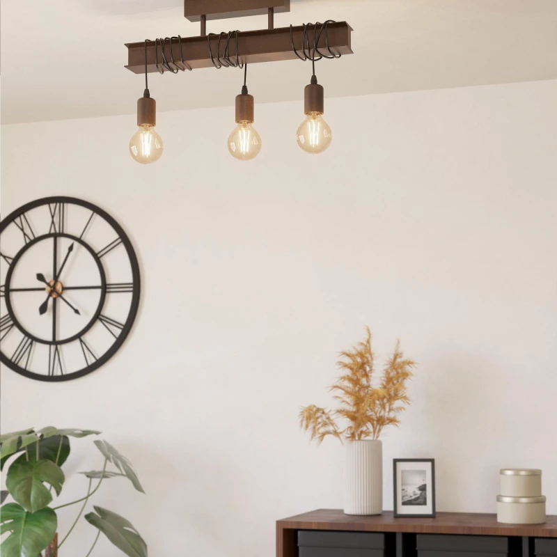 Image of EGLO Townshend 4 Antique Brown Pendant Light Brown