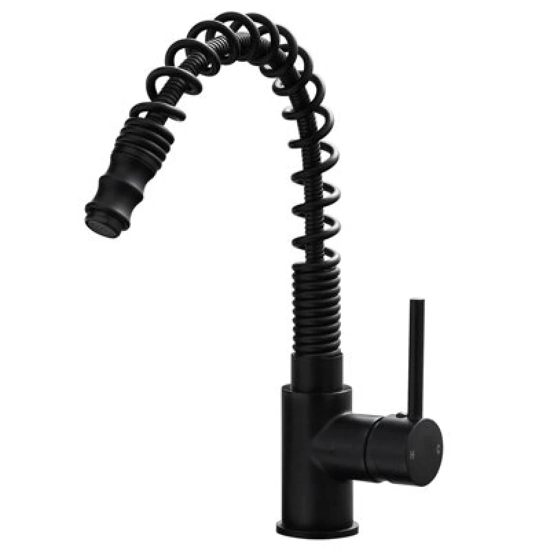Image of SIA Black Pull Out Spray Single Lever Monobloc Kitchen Tap - KT7BL Black