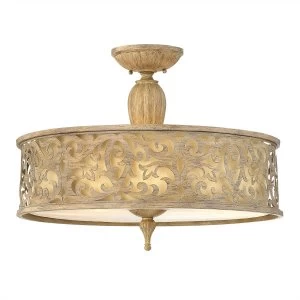 Image of 3 Light Large Semi Flush Ceiling Light Brushed Champagne, E27