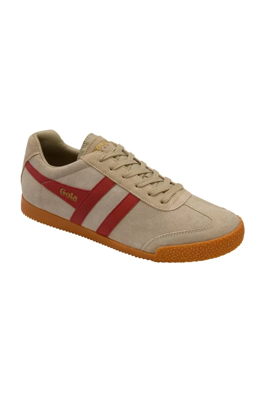 Image of Gola Classics Mens 'Harrier' Suede Lace-Up Trainers in Light Tan Size: 11 Light Tan Male 11