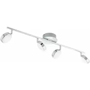 Image of Flush 4 Spot Ceiling Light Colour Chrome Shade Satined Plastic Bulb LED 4x5.4W