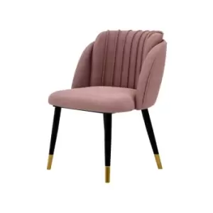 Image of Milano Velvet Upholstered Dining Chair with Gold end Caps - Single - Pink - Pink