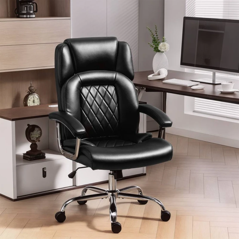 Image of HOMCOM Office Chair 180kg, High Back Desk Chair with Spring Cushion, Black Unisex
