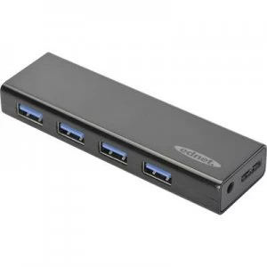 Image of ednet 85155 4 ports USB 3.0 hub Black