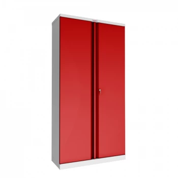 Image of SCL Series SCL1891GRK 2 Door 4 Shelf Steel Storage Cupboard Grey Body & Red Doors with Key Lock
