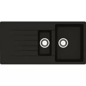 Image of Reginox Harlem Reversible Composite Kitchen Sink & Drainer 1.5 Bowl in Black Granite Composite