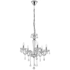 Image of Chicago 5 Light Multi Arm Chandelier Chrome Aluminium Glass, K9 Crystals LED E14 - Merano