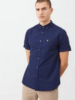 Image of Lyle & Scott Shortv Sleeved Oxford Shirt - Navy, Size S, Men
