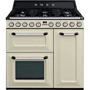 Image of Smeg Victoria TR93P 90cm Dual Fuel Range Cooker - Cream - A/B Rated