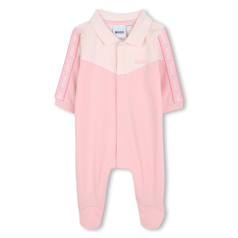 Image of Boss Kids Logo All-in-One Soft Onesie Pink 46X female 3 Mnth